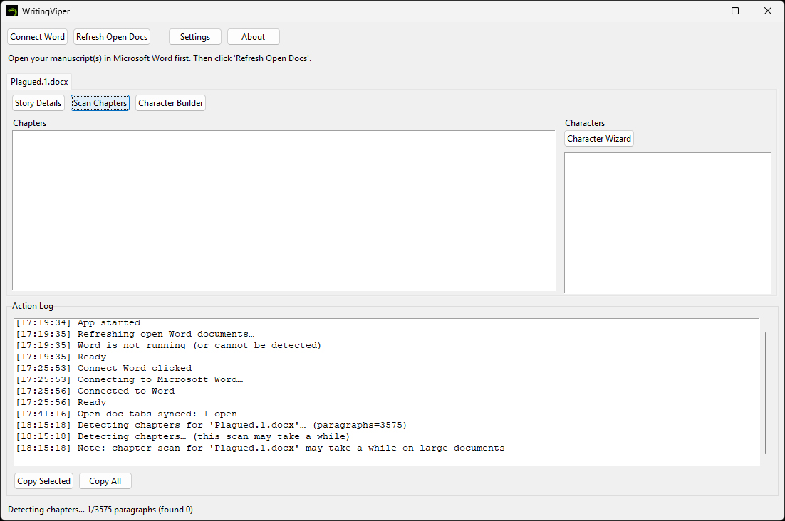 WritingViper scans a document